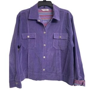 Fresh Produce Purple Corduroy Snap Jacket Striped Lining Medium